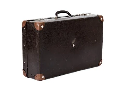 Old battered brown suitcase Stock Photos