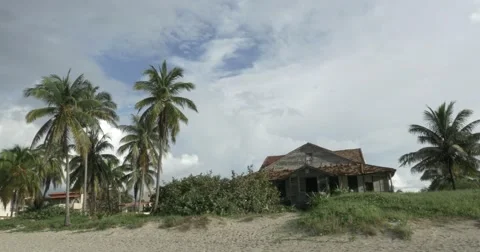 Old Beach House in Cuba Falling Apart Stock Footage 61689834