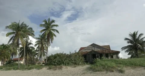Old Beach House in Cuba Falling Apart Stock Footage 61689836