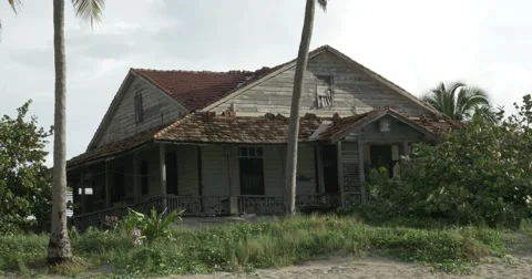 Old Beach House in Cuba Falling Apart Stock Footage 61690525