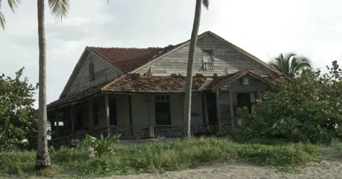 Old Beach House in Cuba Falling Apart Stock Footage 61690530