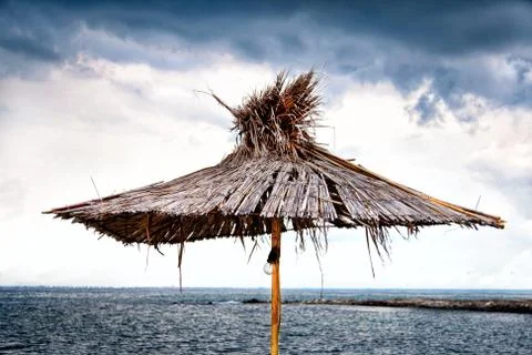 Old beach umbrella Stock Photos