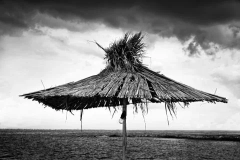 Old beach umbrella Stock Photos
