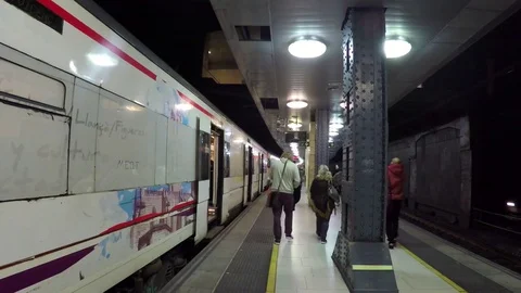 Old Beaten Down Train At Station 스톡 동영상 77069701