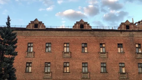 Old beautiful building built of red brick. Stock Footage 126318948