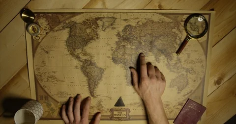 Old Beautiful Traditional Map Of The World As Saudi Arabia Is Pick To Travel To Stock Footage 114010177
