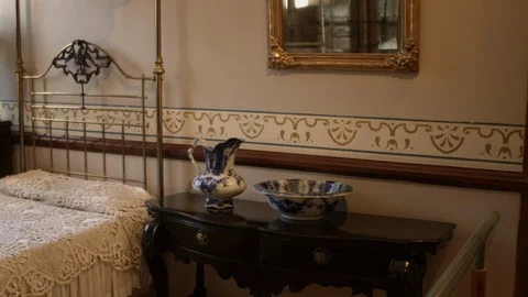 OLD BEDROOM BED Stock Footage 98618146