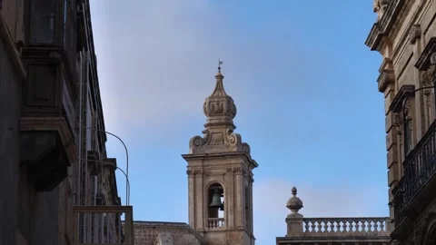 Old Bell Tower in Medieval Town Stock Footage 265500172