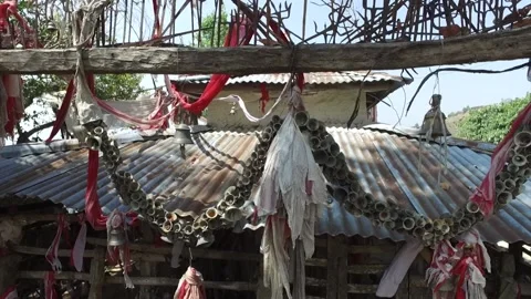 Old bells in the Old heritage Temple in Nepal Video stock 155367324
