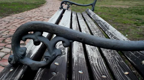 Old Bench In the Park Stock Footage 38277758