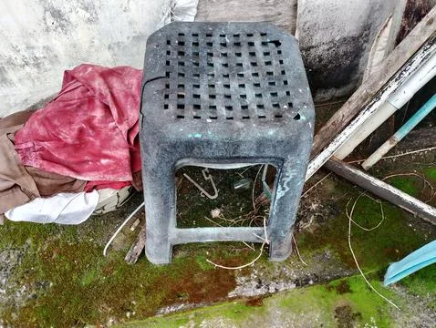 An old bench that was left lying around Foto stock