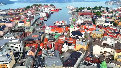 Old Bergen and harbor Vidéo 283905296
