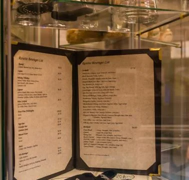 Old beverage menu Stock Photos