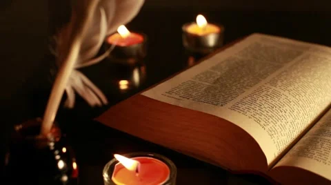 Old bible in half-light Video stock 8668076