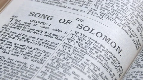 Old bible open to Song of Solomon Stock Footage