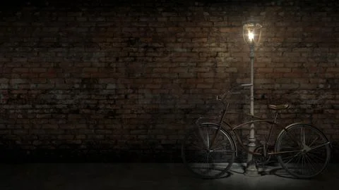 Old bicycle against the wall Stock Illustration