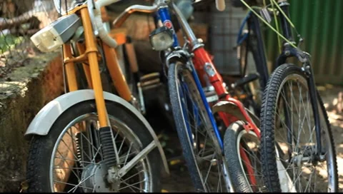 Old bicycle and Babette Stock Footage 7760926