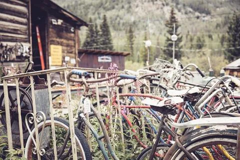 Old bicycle bikes Stock Photos