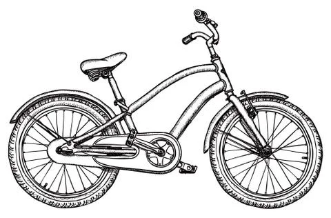 Old bicycle - vector rough drawing Stock Illustration