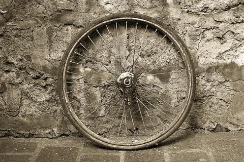Old bicycle wheel Stock Photos