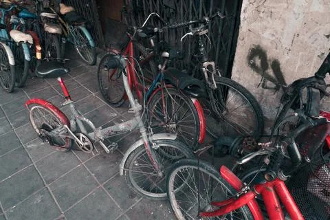 Old bicycles. Stock Photos