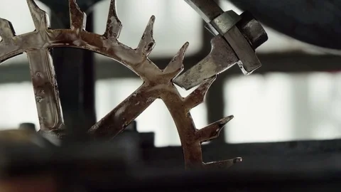 Old big clock mechanism in the tower. Stock Footage 69830160