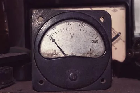 Old big voltmeter Stock Photos