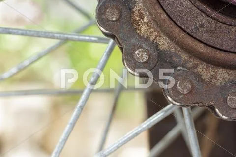 Old bike chain with rust Stock Photos