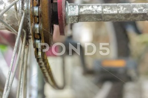 Old bike chain with rust Stock Photos