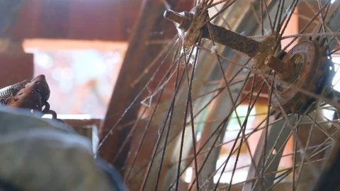 Old bike wheels Video stock 96612696