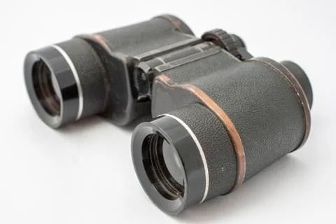 Old binocular isolated on white background Foto stock