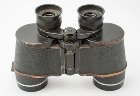 Old binocular isolated on white background Stock Photos