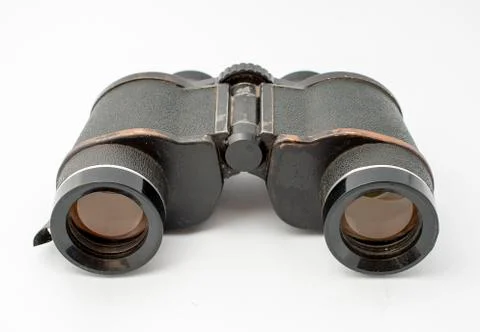 Old binocular isolated on white background Foto stock