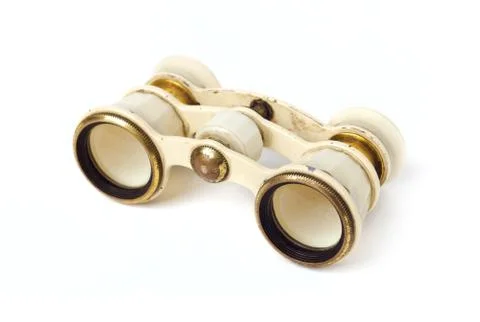 Old binoculars on white background Stock Photos