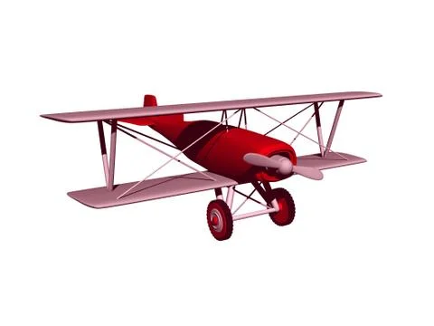 Old biplane airplane with propeller Stock Illustration