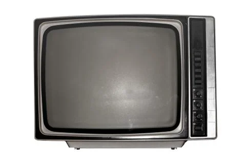 Old black and white TV with a dark screen Stock Photos