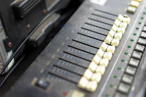 Old Black Audio Control Panel At the concert Stock Photos