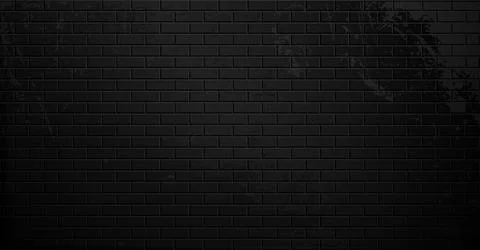 Old black brick wall with cracks and smudges. Empty dark street place. Place for Illustrazione stock