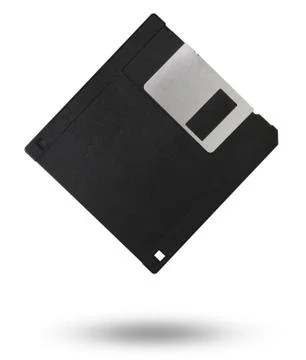 Old black floppy disk for PC isolated on a white background Foto stock