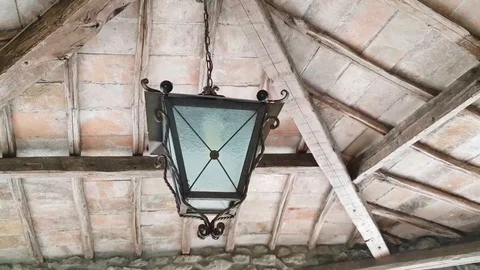 Old black lantern Stock Footage 93253763