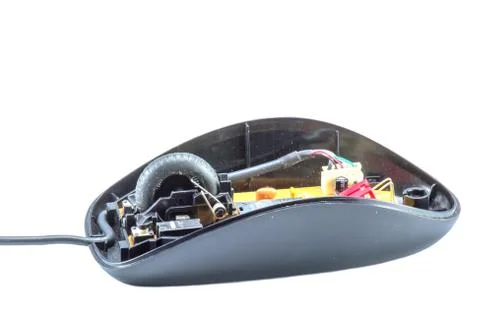 Old black mouse is opened Stock Photos