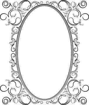 Old black oval frame with a blank space for text. Retro vintage greeting card 스톡 일러스트