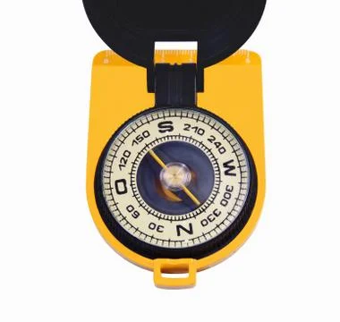 Old black yellow compass Foto stock