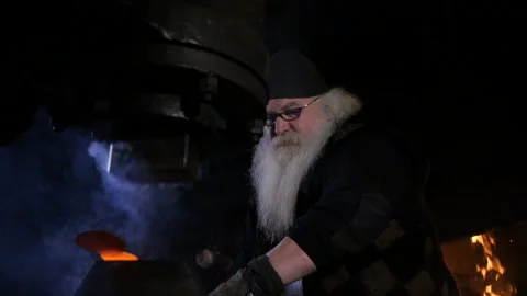 An old blacksmith close up Video stock 103868451