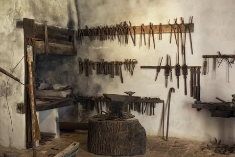 Old blacksmith's room 스톡 사진