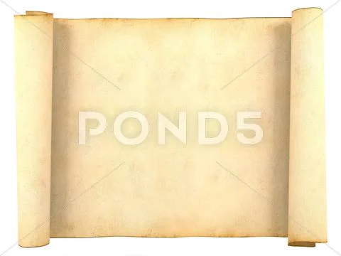 Old blank antique scroll paper isolated on white background ...