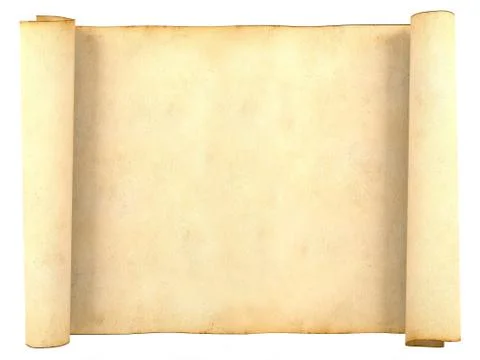 Old blank antique scroll paper isolated on white background Stock Illustration