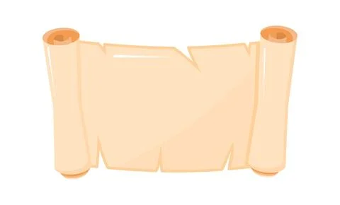 Old blank papyrus scroll is rolled up on both sides and isolated on white Illustrazione stock