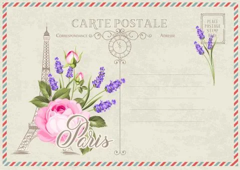 Old blank postcard. Stock Illustration