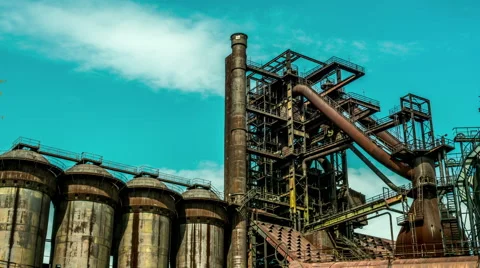 Old blast furnace timelapse Stock Footage 50875141